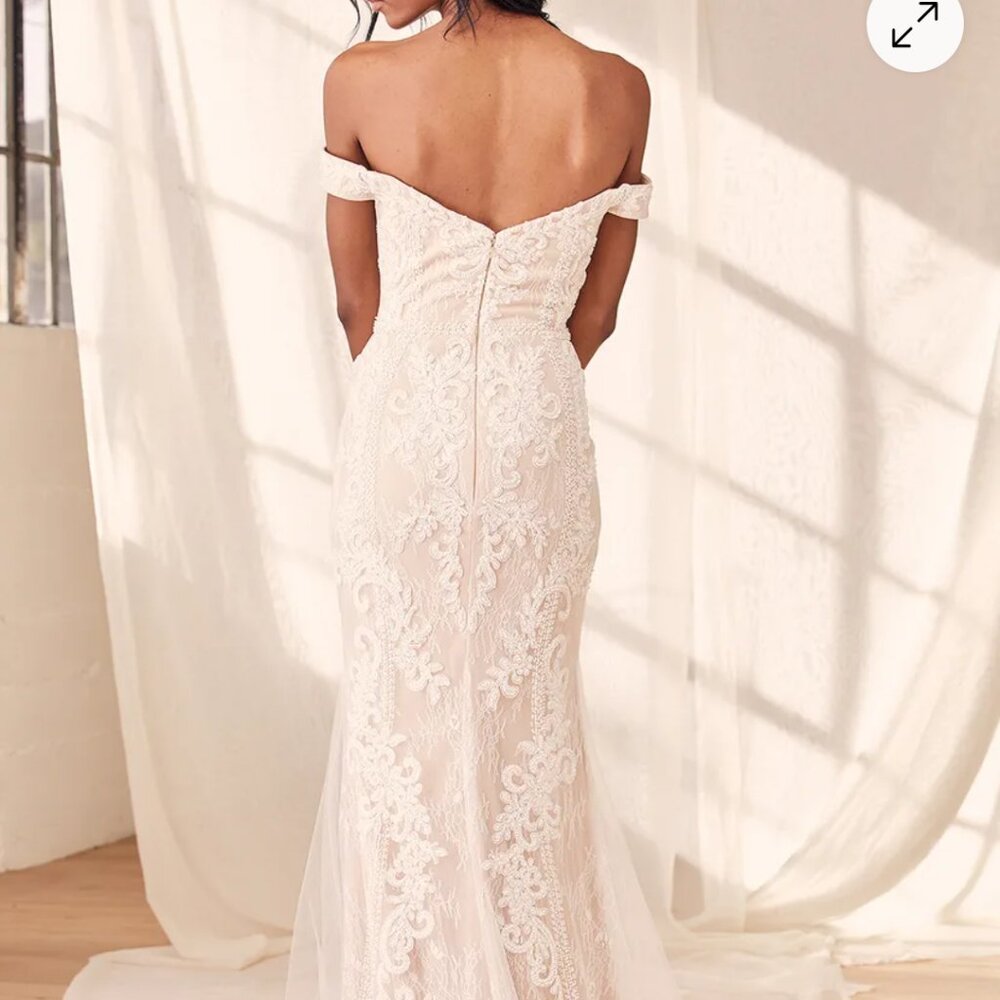 Promised Love White Beaded Lace Off-the-Shoulder Maxi Dress - Picture 2 of 3
